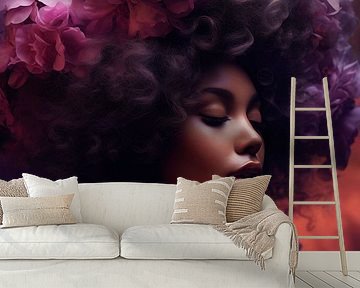 Woman with purple flowers