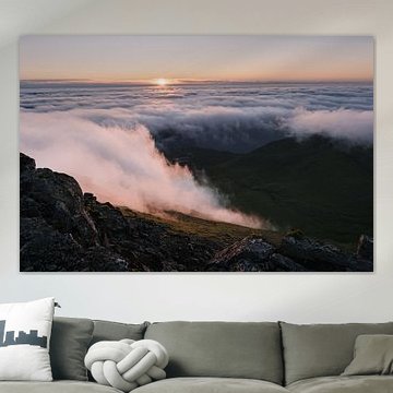 Sunset from the Slættaratindur on Faroe Islands