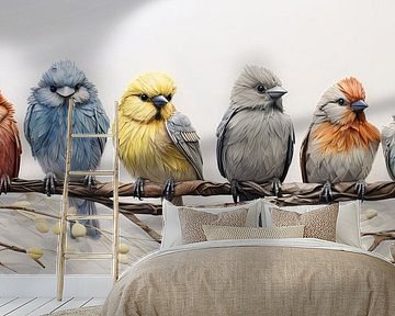 Vibrant Bird Variety by Blikvanger Schilderijen
