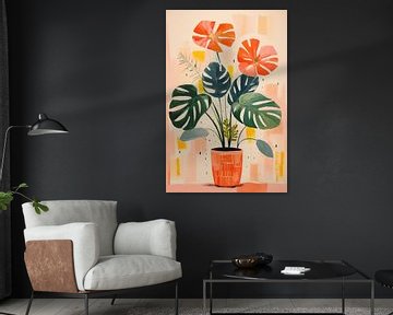 Plante en pot en terre cuite sur Peinture Abstraite