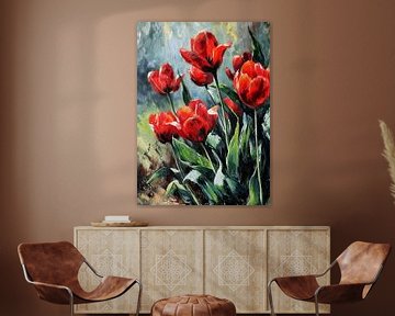 Rode Tulpen van Blikvanger Schilderijen