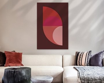 Abstracte geometrische kunst in retrostijl in roze, terra, bruin nr. 1_4 van Dina Dankers
