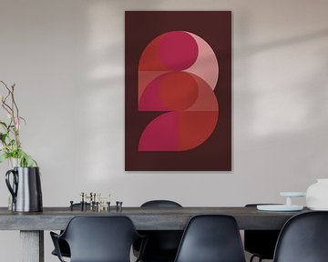 Abstrakte geometrische Kunst im Retro-Stil in rosa, terra, braun Nr. 1_6 von Dina Dankers