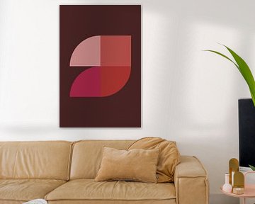 Art géométrique abstrait de style rétro en rose, terra, brun no. 1_10 sur Dina Dankers