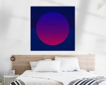 Neon kunst. Kleurrijk minimalistisch geometrisch abstract in neonrood en donkerblauw van Dina Dankers