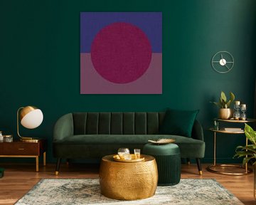 Neon art. Colorful minimalist geometric abstract in wine red and blue by Dina Dankers