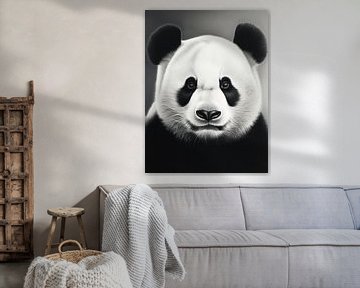 Contrasten van Tederheid - Het Panda Portret in Detail van Eva Lee