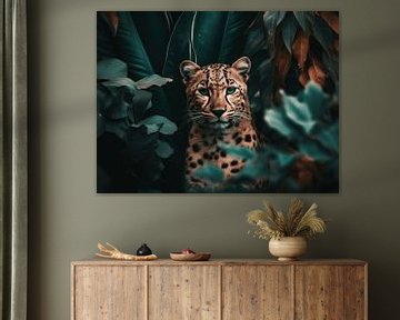 Whisper of the Wild - Leopard dans les feuilles sur Eva Lee