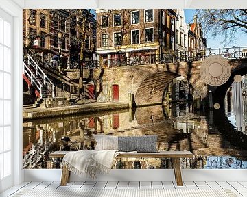 Café de Postillon and the Gaardbrug over the Oudegracht in Utrecht by André Blom Fotografie Utrecht