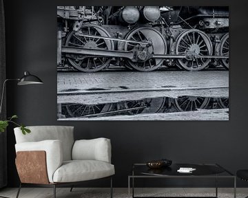 Locomotive à vapeur en noir et blanc sur Sjoerd van der Wal Photographie