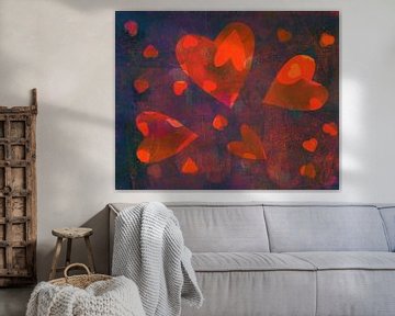 Happy dancing hearts orange by Karen Kaspar