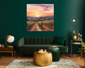 Rustic Sunset | Vineyard Sunset by Abstract Painting