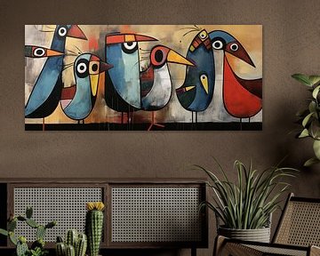 Abstracte Vogel Vormen van Blikvanger Schilderijen