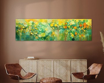 Abstract Groen en Geel | Groen en Geel abstract werk van Abstract Schilderij