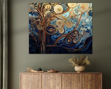 Gouden Boom van Abstract Schilderij