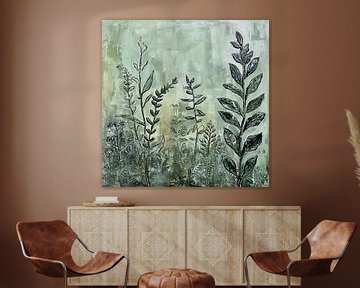 Calming Flora | Art vert botanique sur Blikvanger Schilderijen