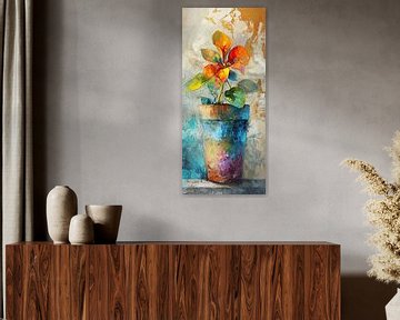 Vaas met Bloem Abstract | Glow van Blikvanger Schilderijen