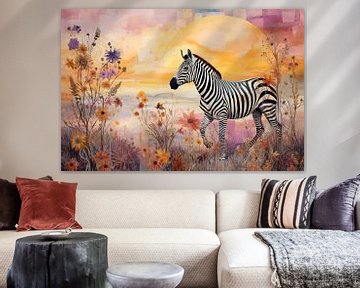 Zebra-Sonnenuntergang von Wunderbare Kunst