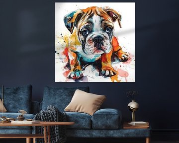 Illustration eines Bulldoggen Welpen von ARTemberaubend