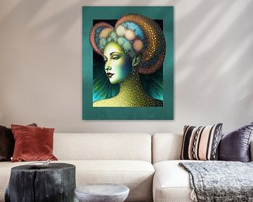 Frau mit hochgestecktem Haar 1 von Pieternel Fotografie en Digitale kunst
