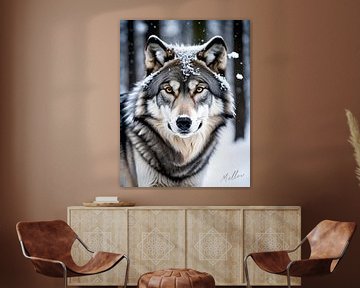 Wolf im Winter von Mellow Art