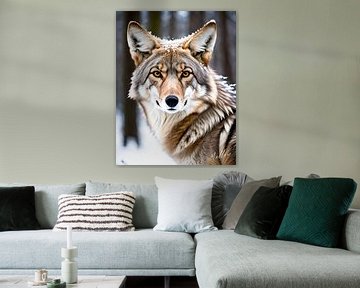 Coyote in de winter van Mellow Art