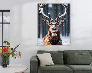 Red Deer in the Winter by Mellow Art