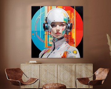 Futuristic portrait of a young woman