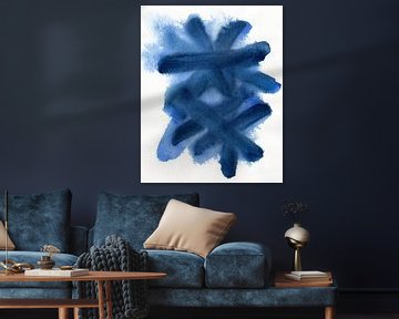 Blauwe aquarel abstractie. van Dina Dankers