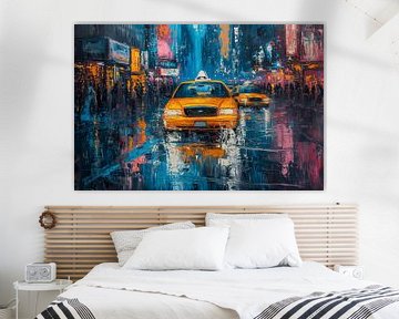 gelbes Taxi in New York City abstrakte Malerei Kunst von Animaflora PicsStock