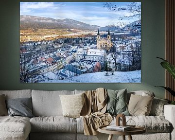 Uitzicht over Bruneck in de winter van Melanie Viola