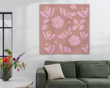 Marché aux fleurs. Art botanique moderne en lilas, jaune et rose sur Dina Dankers