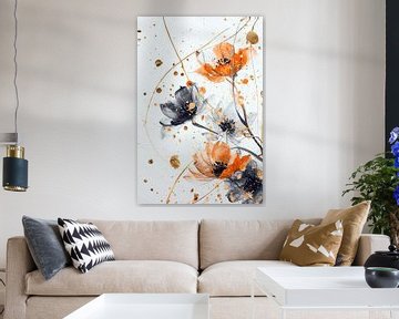 Prachtige bloemen in een kunstzinnige omgeving van Digitale Schilderijen