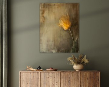 Tulipe jaune atmosphérique, minimalisme sur Studio Allee