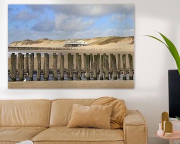 Strandpavillon mit Pfahlköpfen ( Zeeland ) von Jose Lok