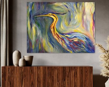 Schilderij Blauwe Reiger