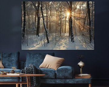 Magisch licht in het winterse bos
