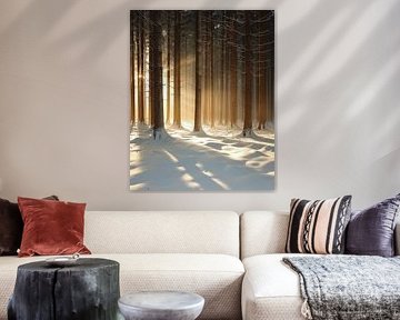 Magisch licht in het winterse bos