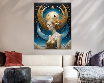 Celestial Muse - Blue - Portrait by Mellow Art