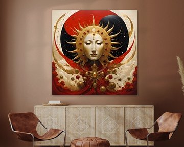 Celestial Muse - Red - Square by Mellow Art