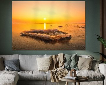 Arctic ice and sea landscape on the sand flats in the Waddensea  by Sjoerd van der Wal Photography