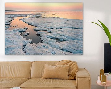 IJsschotsen op het wad bij Schiermonnikoog in de Waddenzee van Sjoerd van der Wal Fotografie