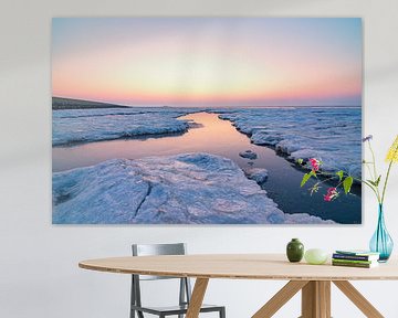 Arctic ice and sea landscape on the sand flats in the Waddensea  by Sjoerd van der Wal Photography