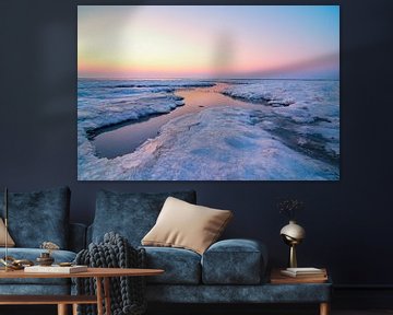 Arctic ice and sea landscape on the sand flats in the Waddensea  by Sjoerd van der Wal Photography