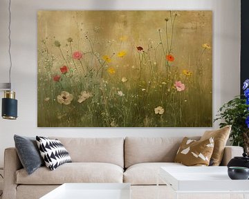 Field of flowers in pastel colours by Carla Van Iersel