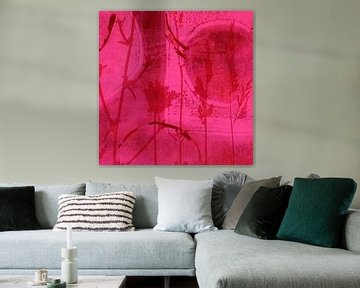 Meadow dreams. Flowers in bright pink no. 3 by Dina Dankers