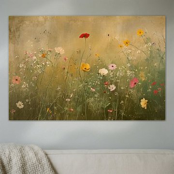 Field of flowers in pastel colours by Carla Van Iersel