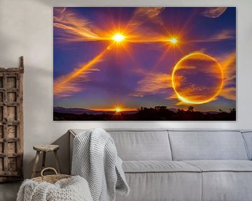 kijken naar meerdere zonnen en planeet van Patrick Dumee