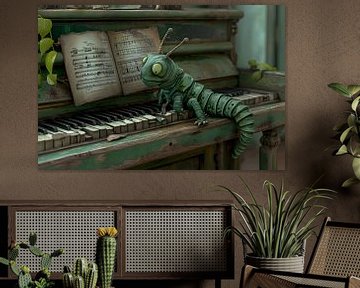 Caterpillar playing the piano by Heike Hultsch