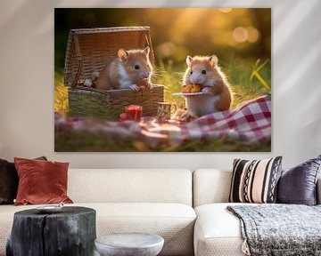 Hamsters genieten van een picknick #3 van Ralf van de Sand